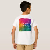 フォトパーソナライズされた文字の追加Double Sided Kids Boys Tシャツ (裏面フル)