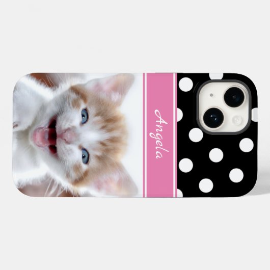 フォトパーソナライズされた白黒水玉模様 Case-Mate iPhoneケース (裏面 (横))