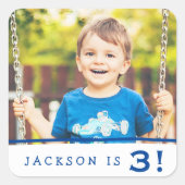 フォトパーソナライズされた誕生日ステッ王室のカー スクエアシール (正面)