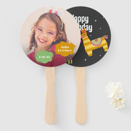 フォトパーソナライズされた誕生日ハンドファン ハンドファン (正面&裏面)