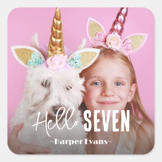 フォトパーソナライズされた誕生日 スクエアシール (正面)