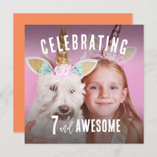 フォトパーソナライズされた誕生日 招待状 (正面/裏面)