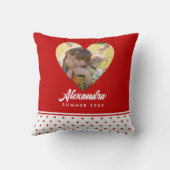 フォトパーソナライズされた赤いハートフレームモダン誕生日 クッション (裏面)