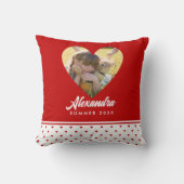 フォトパーソナライズされた赤いハートフレームモダン誕生日 クッション (正面)