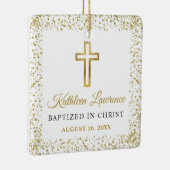 フォトパーソナライズされた金ゴールドグリッタークロスガールバプテスマ セラミックオーナメント (右)