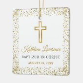 フォトパーソナライズされた金ゴールドグリッタークロスガールバプテスマ セラミックオーナメント (左)