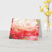 フォトパーソナライズされた金ゴールド紙吹雪オーバーレイ カード (黄色い花)