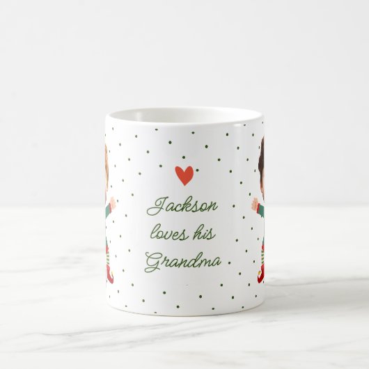 フォトパーソナライズされた顔おもしろいクリスマス小妖精や小人キッド コーヒーマグカップ (中央)