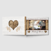 フォトパーソナライ素朴ズ木製結婚のゲストブック ゲストブック (全面)