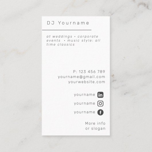 フォトパーティーDJ結婚式名刺 名刺 (裏面)