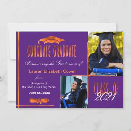 フォトパープモダンル&オレンジのグラッド2枚の発表 案内状 (正面)