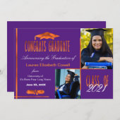 フォトパープモダンル&オレンジのグラッド2枚の発表 案内状 (正面/裏面)