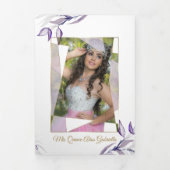 フォトパープルの葉のミスカインスアニョス2枚 三つ折り招待状 (カバー)