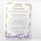 フォトパープルの葉のミスカインスアニョス2枚 三つ折り招待状 (内部最初)