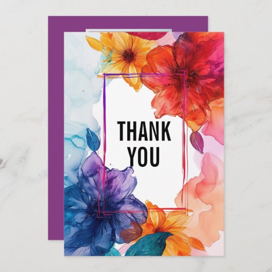 フォトパープルのAnemone Dreamscape結婚の サンキューカード (正面/裏面)