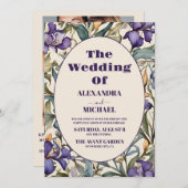 フォトパープルアイリスアールヌーボー結婚ズ 招待状 (正面/裏面)