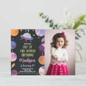 フォトパープルアウタースペース誕生日招待状 招待状 (スタンド正面)