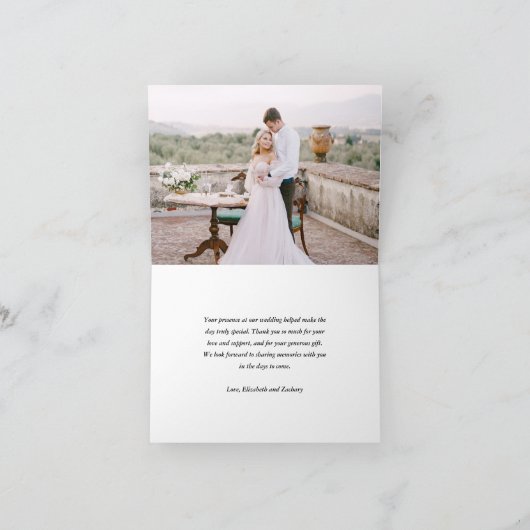 フォトパープルアゲート金ゴールド大理石結婚さんありがとう カード (内部)