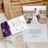 フォトパープルアゲート金ゴールド大理石結婚さんありがとう カード