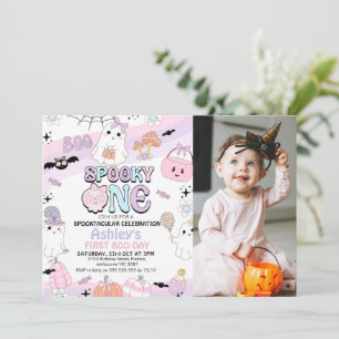 フォトパープルガールズ不気味ハロウィーン1st誕生日 招待状