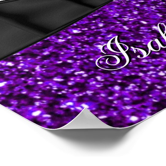 フォトパープルグリッタースウィート16 16誕生日バナー ポスター (角)