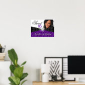 フォトパープルグリッタースウィート16 16誕生日バナー ポスター (ホームオフィス)