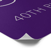 フォトパープルシルバーグリッター40th Birthday Welcome ポスター (角)