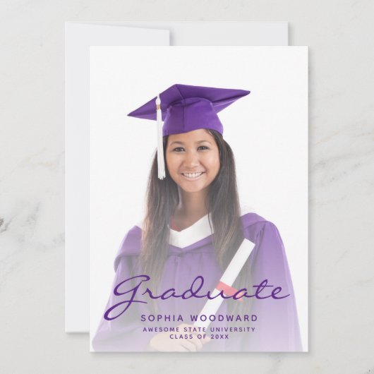 フォトパープルスクリプトの卒業発表 招待状 (正面)