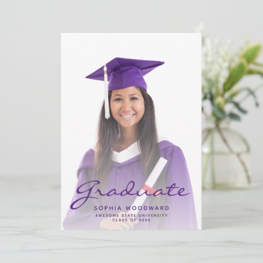 フォトパープルスクリプトの卒業発表 招待状 (スタンド正面)