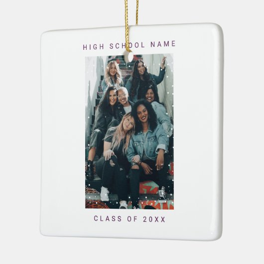 フォトパープルスノーフォールスクールカレッジ セラミックオーナメント (左)