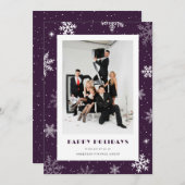 フォトパープルスノーフレークモダン企業の事業 シーズンカード (正面/裏面)
