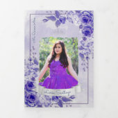 フォトパープルスペインのラベンダーバラキンセアニェラ 三つ折り招待状 (カバー)