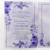 フォトパープルスペインのラベンダーバラキンセアニェラ 三つ折り招待状 (内部最初)