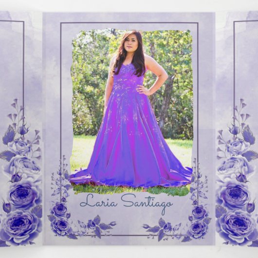 フォトパープルスペインのラベンダーバラキンセアニェラ 三つ折り招待状 (内部中)