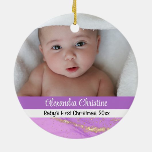 フォトパープルダブルサイド2写真ベビー最初 セラミックオーナメント (裏面)