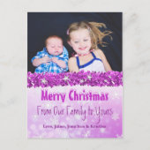 フォトパープルパーソナライズされたキャンディーケーンクリスマス シーズンポストカード (正面)