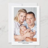 フォトパープルピンクの花を2つ誕生 案内状 (裏面)