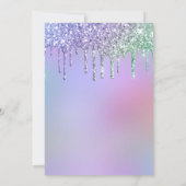 フォトパープルピンクグリッター14th誕生日パーティー 招待状 (裏面)