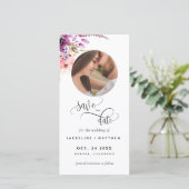 フォトパープルフローラウェディング日付ブックマークを保存 (スタンド正面)