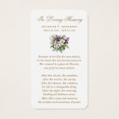 フォトパープルフローラ葬儀記念祈りの言葉カード (裏面)