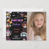 フォトパープルブラック不気味ハロウィーン誕生日 招待状 (正面)