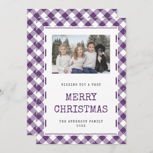 フォトパープルプライド雪メリークリスマスカード シーズンカード (正面/裏面)