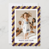 フォトパープルモダン金ゴールドハッピーニューイヤーカード シーズンカード (正面)