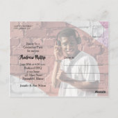 フォトパープル数々の卒業式パーティー招待状 ポストカード (裏面)