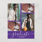 フォトパープル数々の卒業式パーティー招待状 ポストカード (正面)