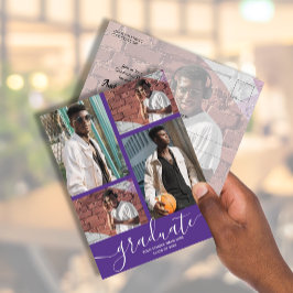 フォトパープル数々の卒業式パーティー招待状 ポストカード