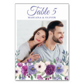 フォトパープル明るい赤紫色ブルゴーニュ結婚フローラ テーブルナンバー (裏面)