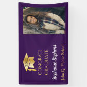 フォトパープル金ゴールドおめでとう大学院名 |学校 横断幕 (縦)