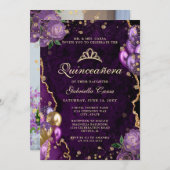 フォトパープル金ゴールドフローラゲートキンセアニェラ 招待状 (正面/裏面)