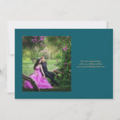 フォトパープル金ゴールド瑪瑙ティール(緑がかった色)結婚式の日付を保存 セーブザデート (裏面)